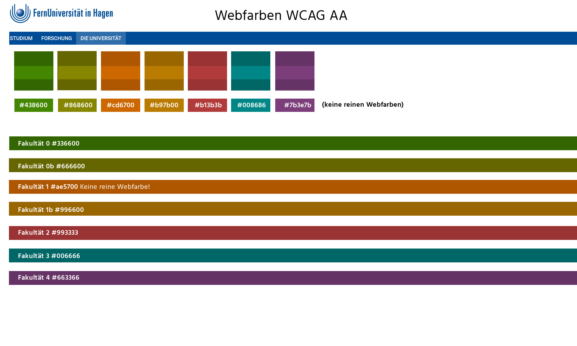 Farbpalette nach WCAG AA