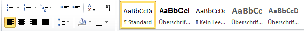 Detail von Word 2010  Formatvorlagenwerkzeugleiste