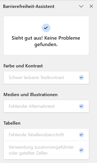Barrierrefreiheitsüberprüfung mit Word
