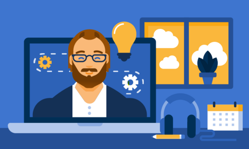 Abbildung eines Mannes auf dem Monitor eines Laptops