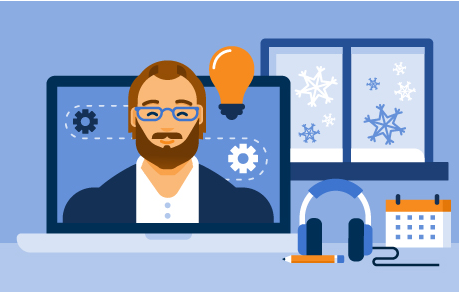 Mann im Laptopmonitor