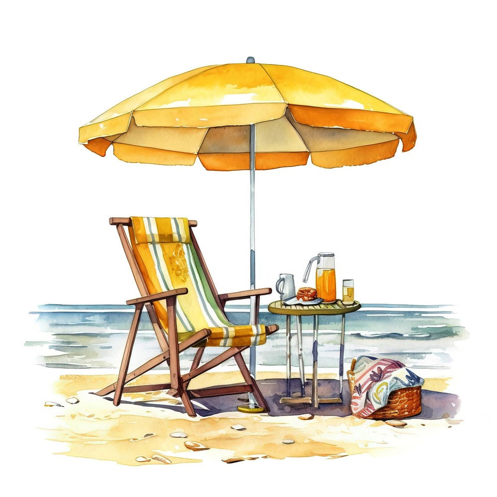 Strandstuhl mit Sonnenschirm