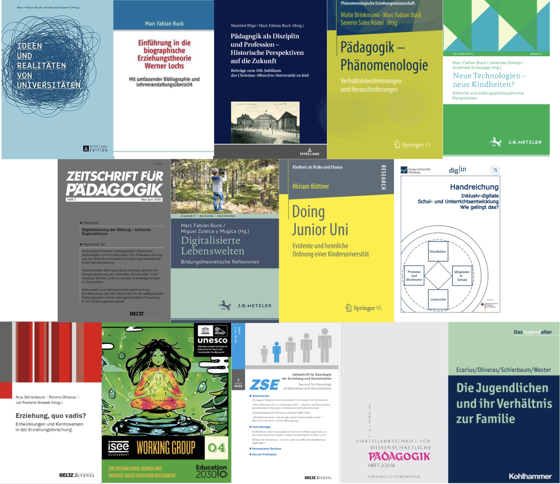 Abbildungen von Büchern und Zeitschriften aus dem Lehrgebiet. Unter anderem: