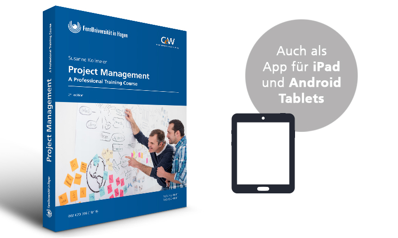 Zwei Männer vor einem Whiteboard stehend. Ein Projektplan ist als Mindmap auf dem Whiteboard gestaltet. Die Männer besprechen den Projektablauf. 