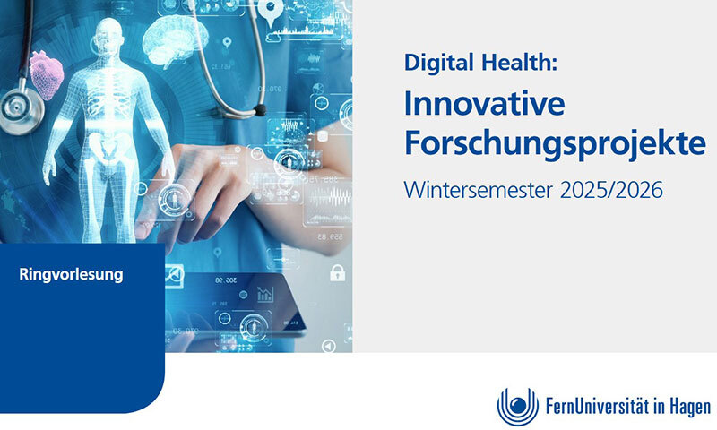 Flyer Cover zuz Ringvorlesung „Digital Health: Innovative Forschungsprojekte“ im Wintersemester 2025/26