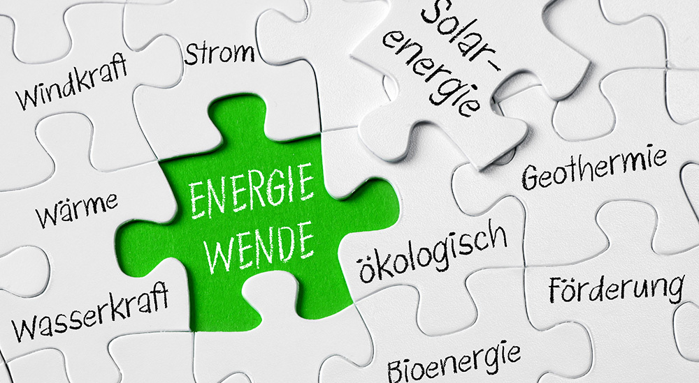 Puzzle Energiewende: Windkraft, Strom, Solarenergie, Wärme, ökologisch, Geothermie, Wasserkraft, Fördrung, Bioenergie