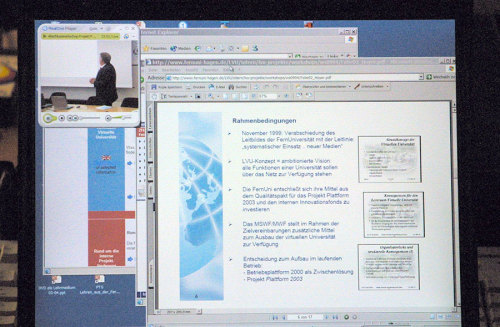 Computer screen displaying the Virtual University Learning Environment