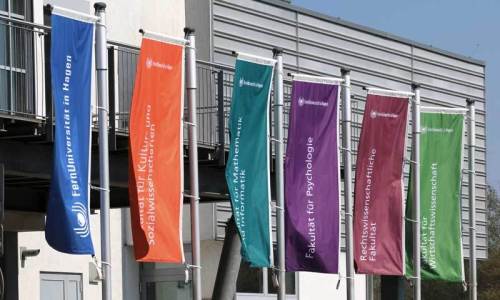 Flags of the FernUniversität's faculties