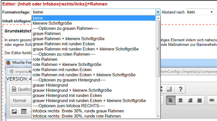 Auswahl vor Editor