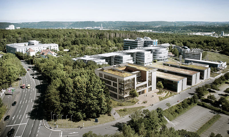 Visualisierung Campus mit neuem Gebäude