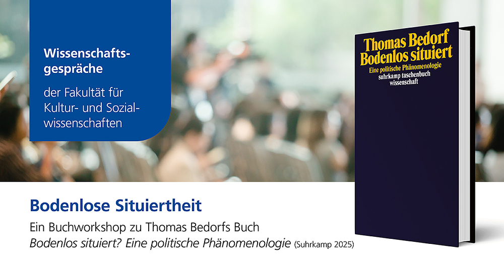 Ankündigungsplakat mit Abbildung des Buchcovers (Verlag Suhrkamp 2025). Alle Infos unten im Text.