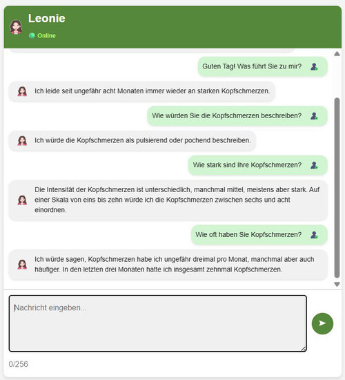 Screenshot virtueller Patient