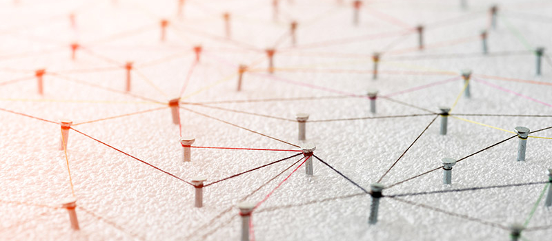 A network of pins connected by threads