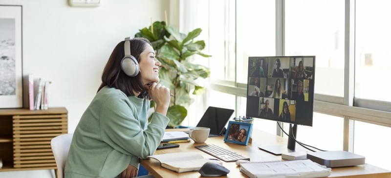 Woman taking part in a video conference call