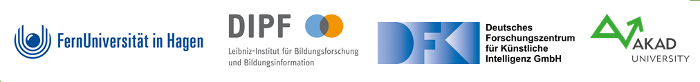 Logos: FernUniversität in Hagen; Leibnitz-Institut für Bildungsforschung und Bildungsinformation, Deutsches Institut für künstliche Intelligenz, AKAD Fernhochschule