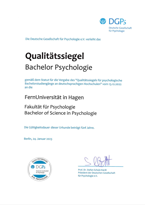 DGPs Qualitätssiegel Bachelor Psychologie