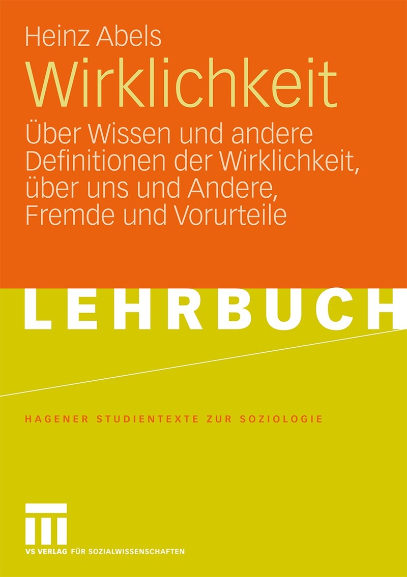 Buchcover mit dem Titel Wirklichkeit von Heinz Abels, VS Springer, 2009