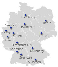 Karte Deutschland mit Regionalzentren