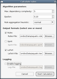 Rule calculation parameter dialog of the CondorCKD
	       software.