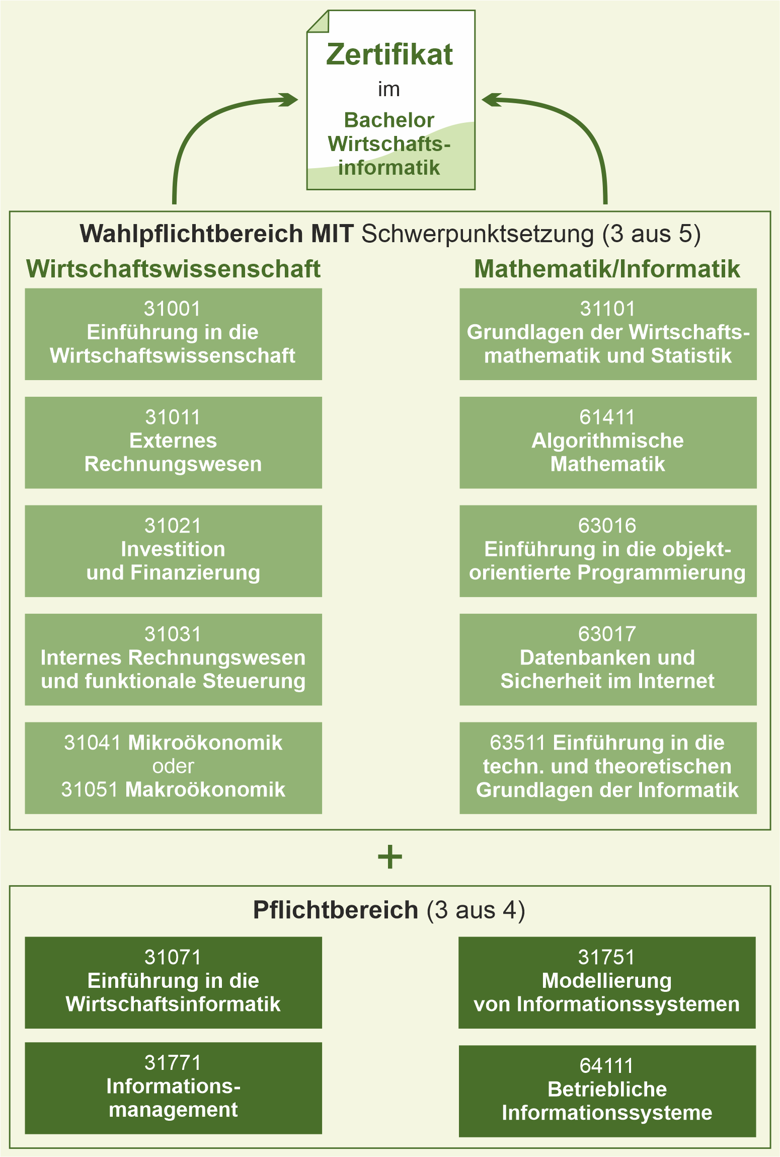 Aufbau des Zertifikatsstudiums (mögliche Schwerpunkte)