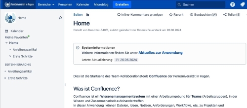 Bildschirmfoto Confluence Anwendung