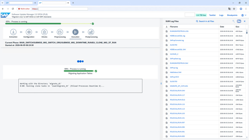 Screenshot aus dem SAP Software Update Manager