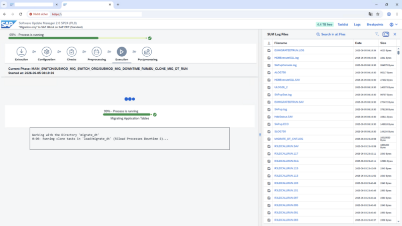 Screenshot aus dem SAP Software Update Manager