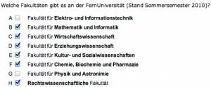 Online Übungssystem: Screenshot Mehrfachantworten