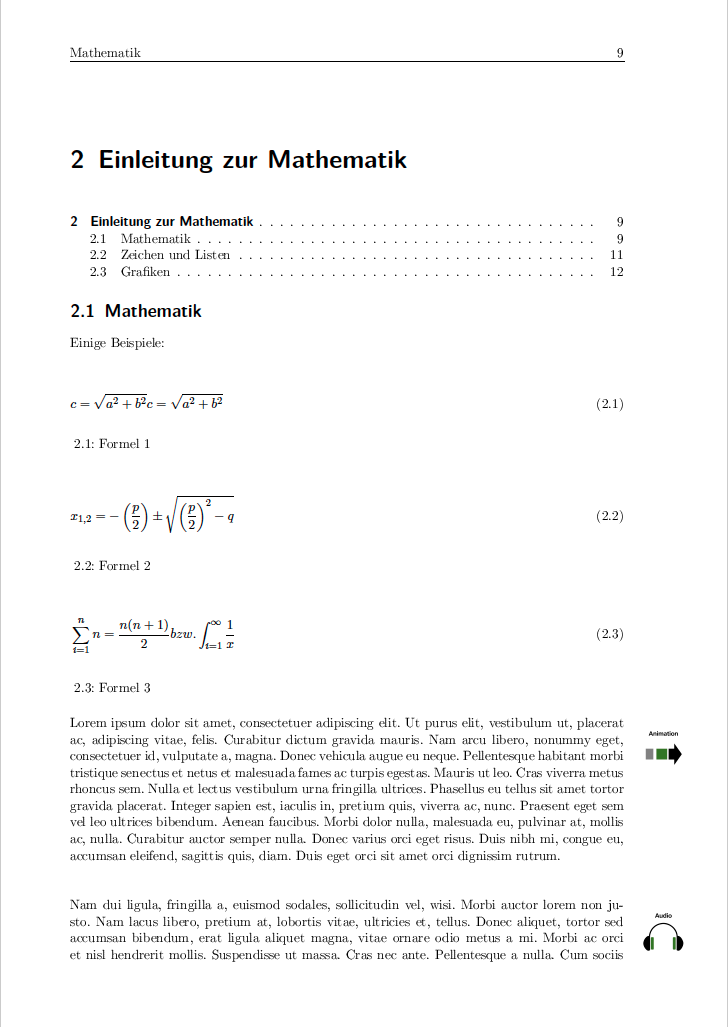 Mit LaTeX gesetzte Beispielseite