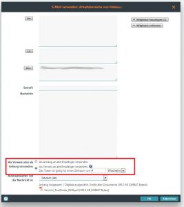 E-Mail mit Dokumentlink verfassen in BSCW