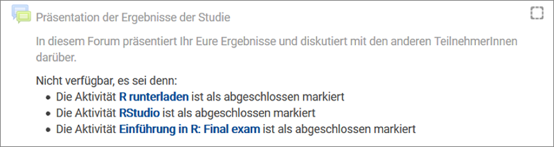 Screenshot: Aufgabe Präsentation der Ergebnisse