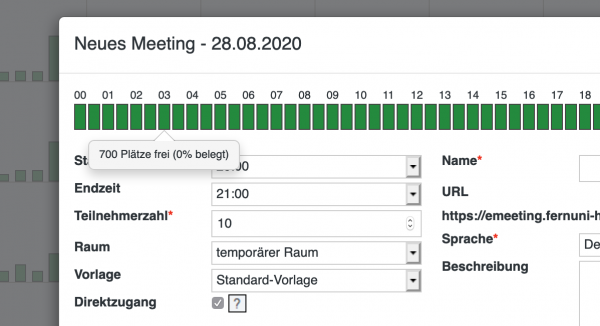 Screenshot Connectportal Meeting buchen