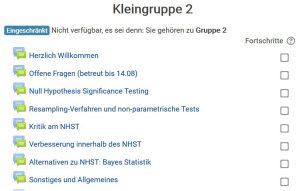 Screenshot Kleingruppen im Moodlekurs