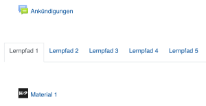 Screenshot der Tabs im Ein-Themen-Format in Moodle