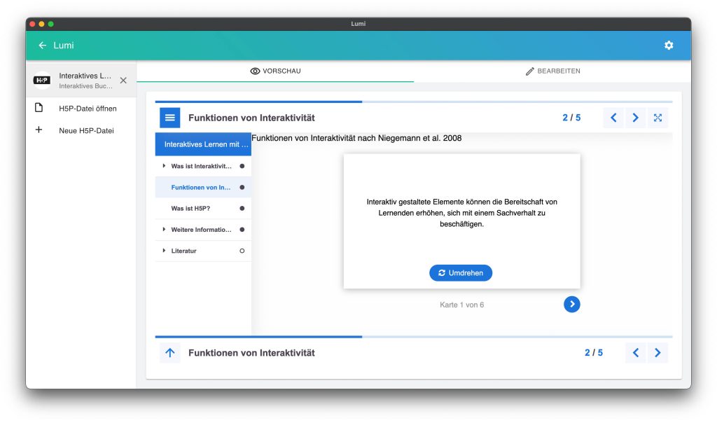 Screenshot Lumi: Vorschau eines Interaktive Books zum Thema "Lernen mit Interaktiven Medien"