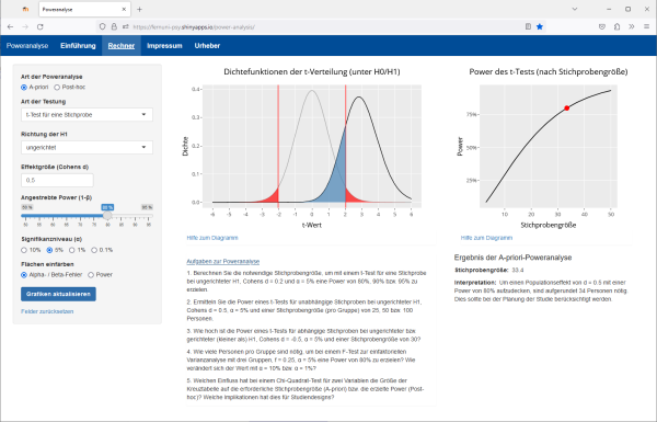 Screenshot einer shiny app im Statistikmodul