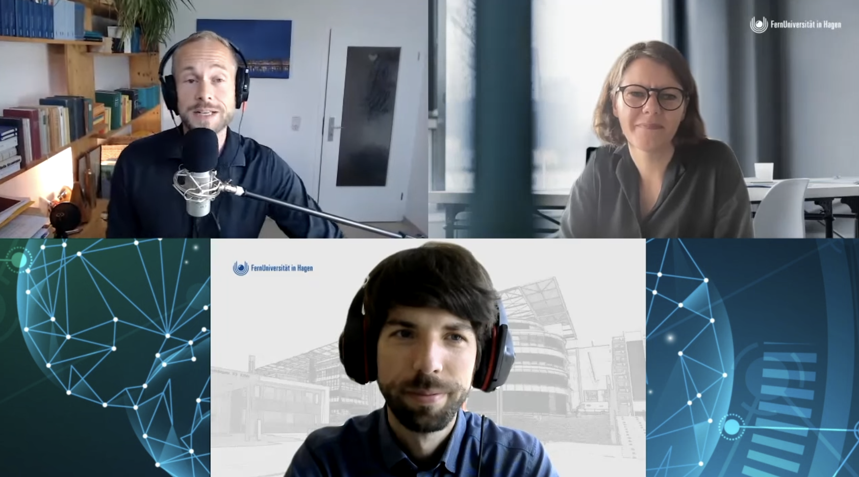 Screenshot aus dem Video mit Moderator Christian Wolf, Dr. Annabell Bils und Dr. André Biederbeck