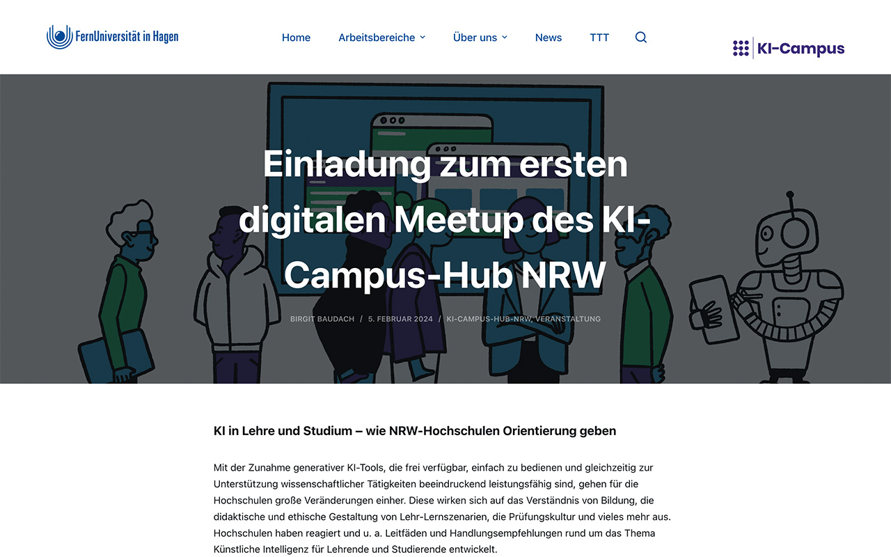 Screenshot der Webseite zum Meet-Up