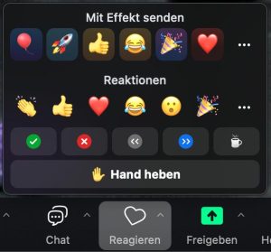Der Screenshot zeigt das Fenster, das sich hinter "Reagieren" verbirgt.