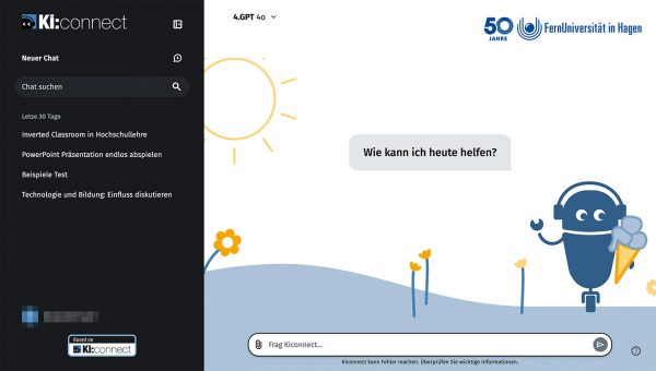 Screenshot der Oberfläche von KI:connect.nrw