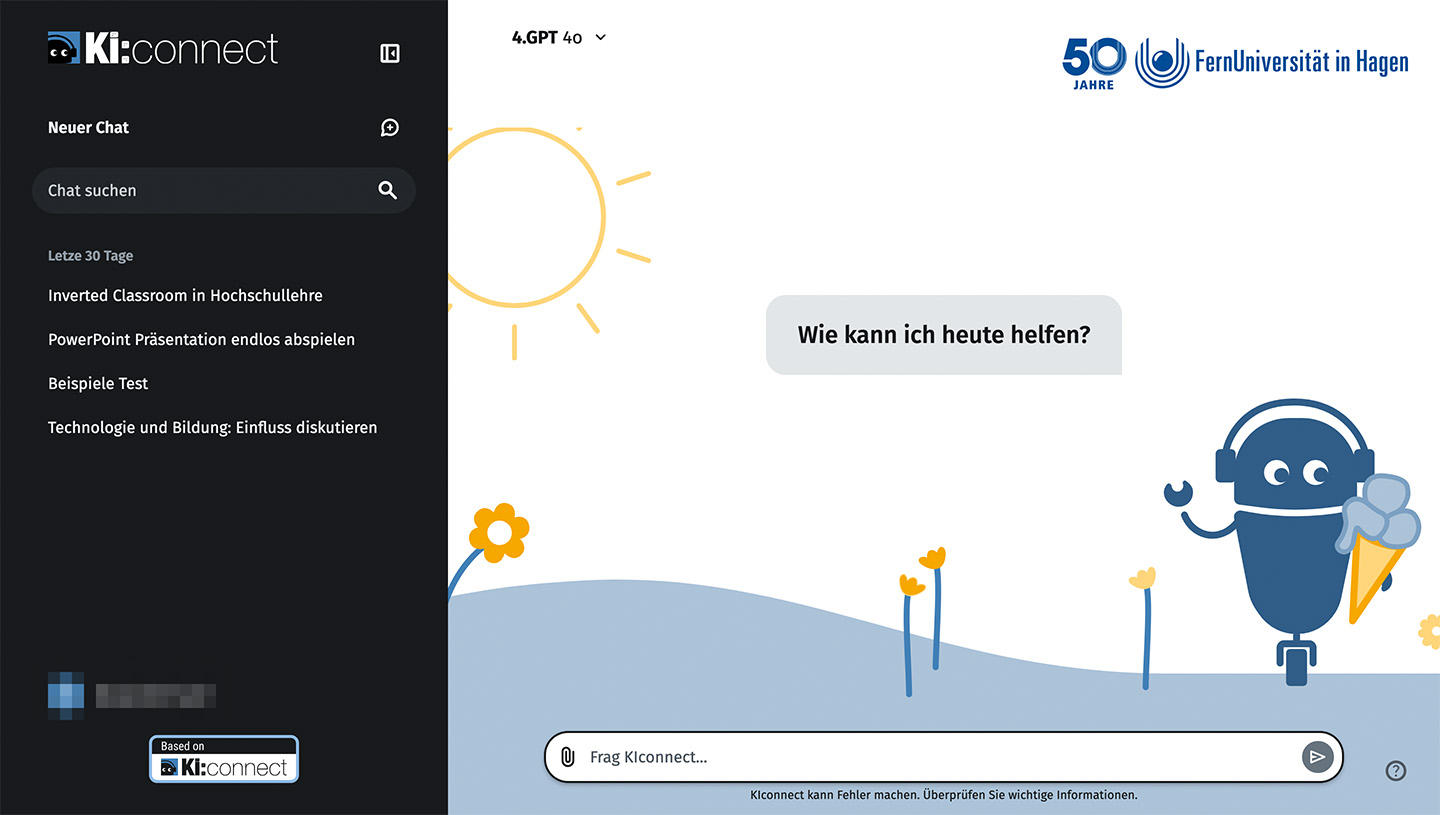 Screenshot der Oberfläche von KI:connect.nrw