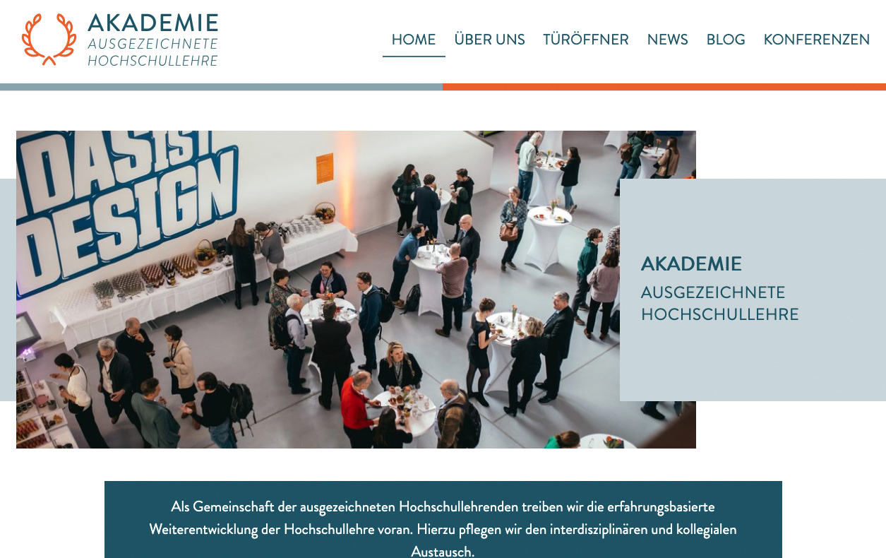 Screenshot der Homepage der Akademie
