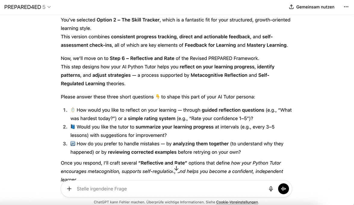 Screenshot des Chats von PREPARED4ED