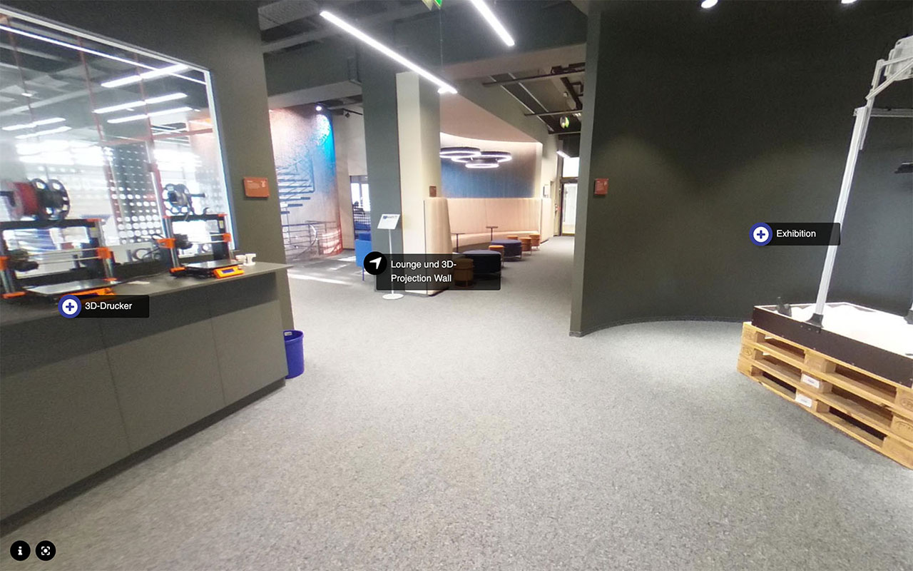 Screenshot der 360°-Tour im ICH, Standort Eingangsbereich