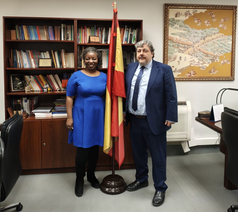 The meeting in Madrid: Dr Prue Goredema of studyFIT with Associate Professor Fernando Val Garijo, UNED Deputy Vice-Rector for International Affairs
