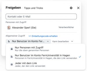 Screenshot des Freigabe-Fensters mit den Einträgen, die im Text beschrieben werden
