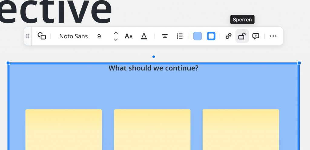 Screenshot eines Zoom Whiteboards mit einer eingeblendeten Eigenschaften-Leiste über einem Element