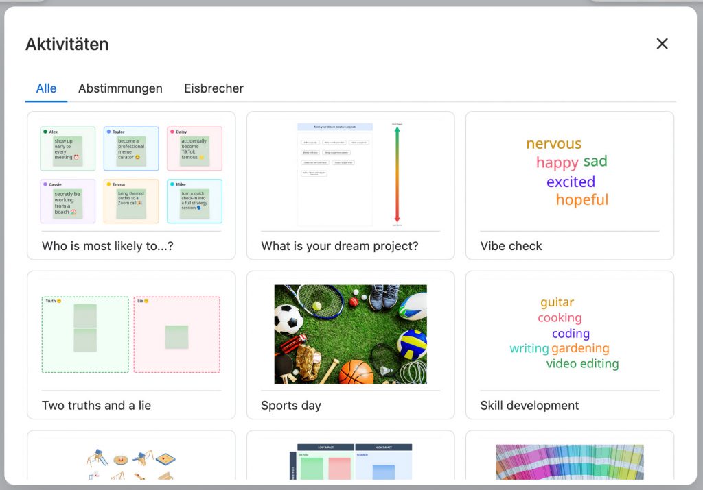 Screenshot Aktivitäten Zoom Whiteboard