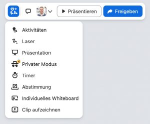 Screenshot des aufgeklappten Menüs der Moderator-Tools