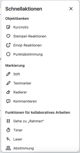 Screenshot der Schnellaktionen im Zoom Whiteboard